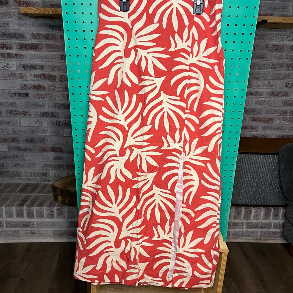 Ankle A-Line Skirt from A New Day Coral Orange Tropical